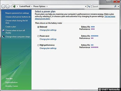 Screenshots: Battery life in Vista
