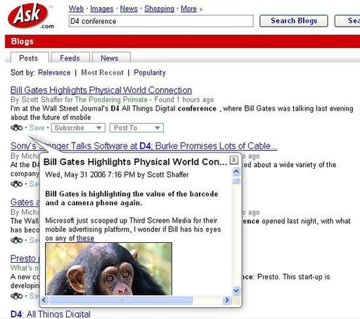 Images: Searching blogs on Ask.com