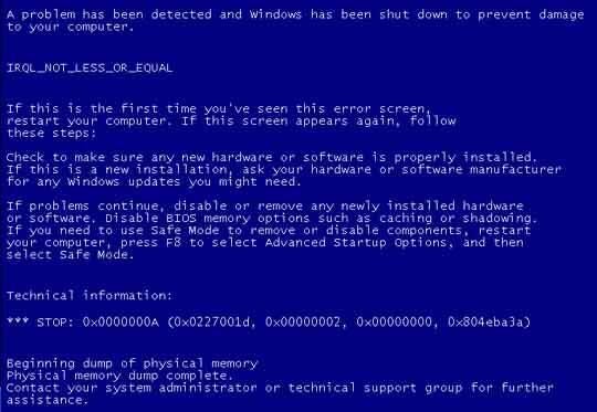 Images: Windows XP BSOD messages | TechRepublic