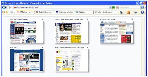 Screenshots from Internet Explorer 7