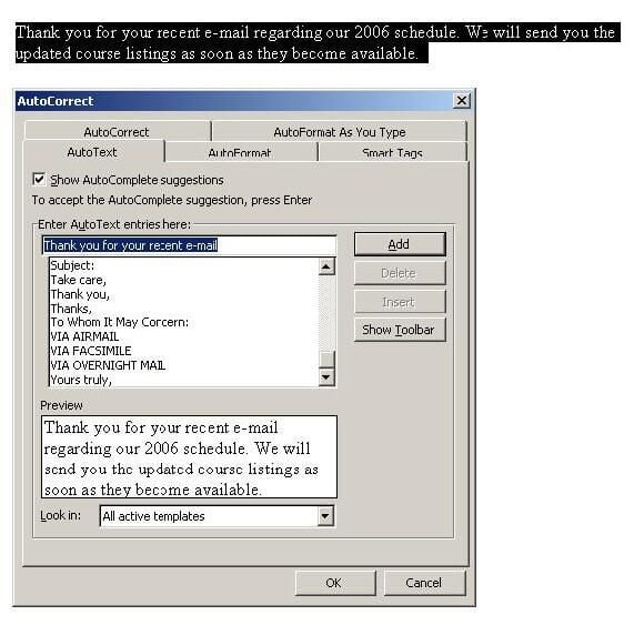 Putting AutoText to work