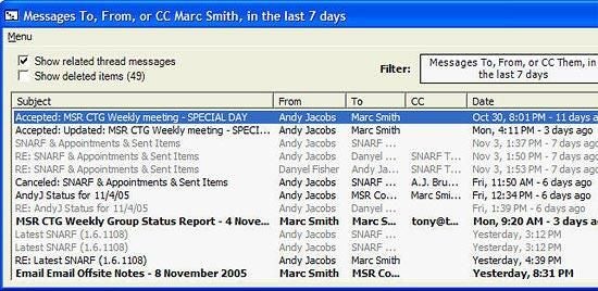 Microsoft's SNARF e-mail sorter