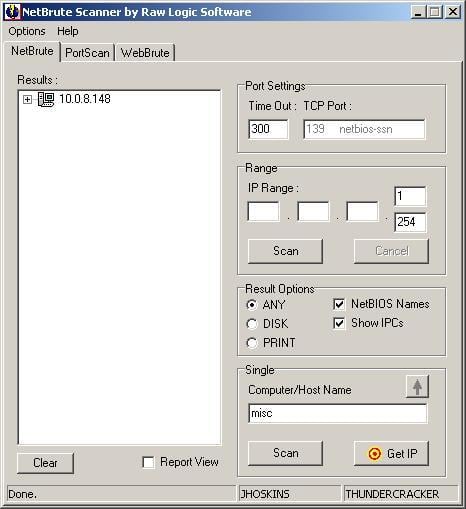 NetBrute network security scanner screenshots
