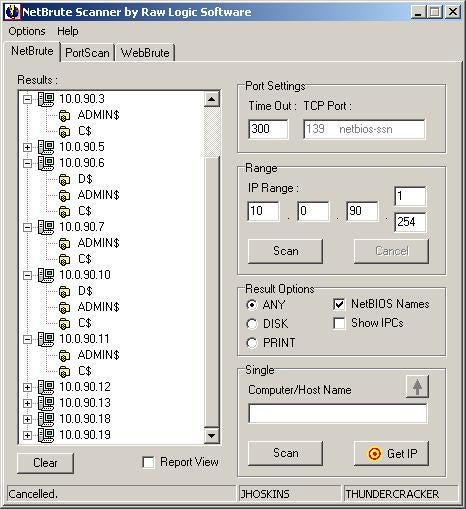 NetBrute network security scanner screenshots | TechRepublic