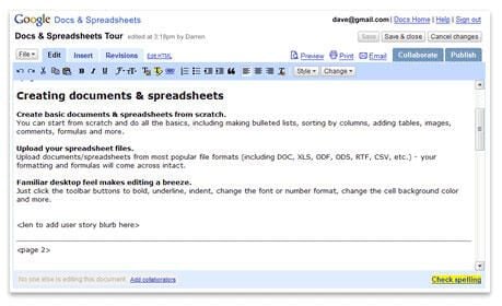 Images: Google docs and spreadsheets