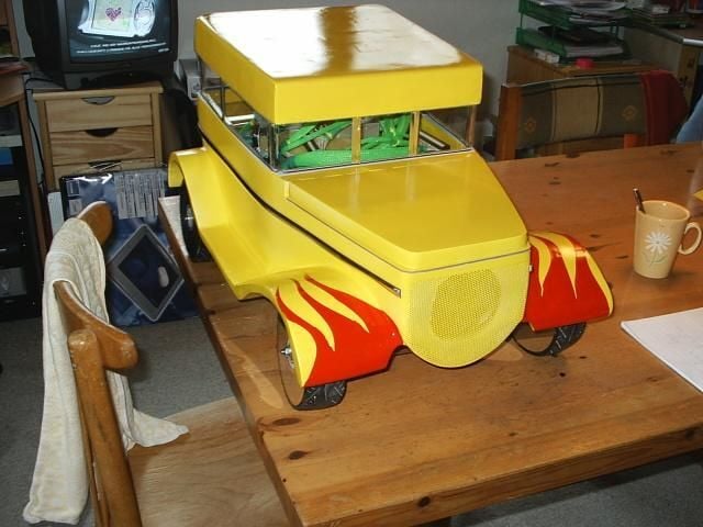 Yellow hot rod PC case mod