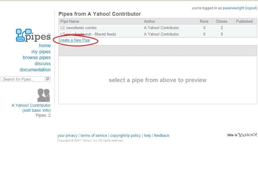 Building an RSS mashup with Yahoo! Pipes