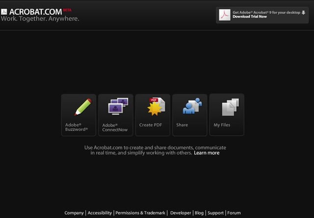 Screenshots: Adobe’s Acrobat.com office suite
