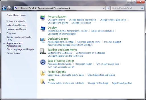 Windows 7 Walkthrough: Appearance and Personalization Control Panel ...