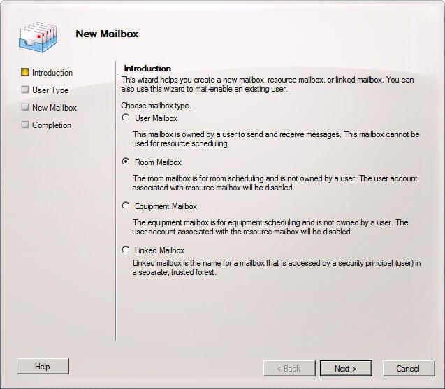 How to create a resource mailbox in Exchange 2010