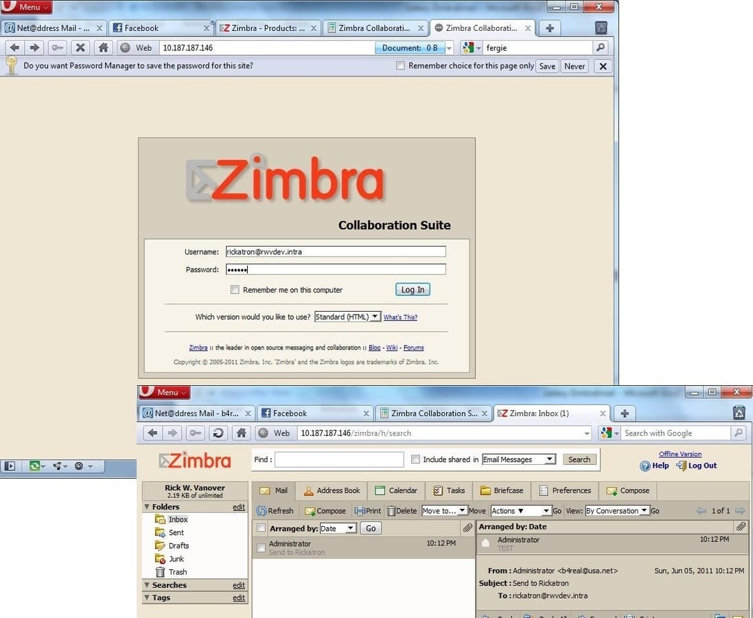 Installing and configuring the Zimbra email appliance