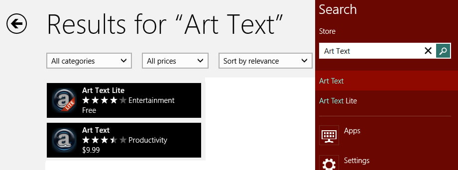 Screenshots: Professional graphics with Art Text