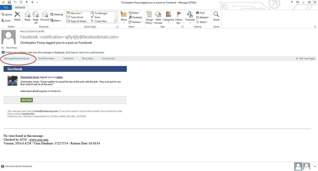 Message Header Analyzer