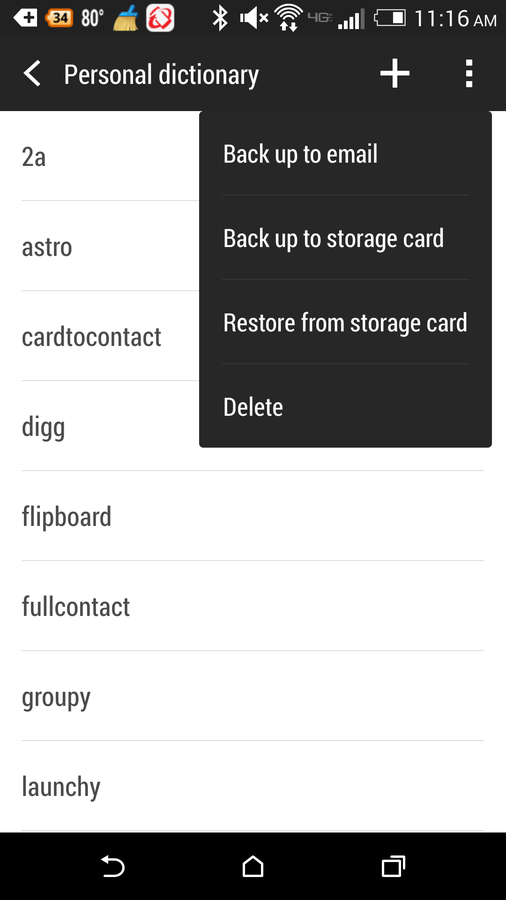 change dictionary settings android