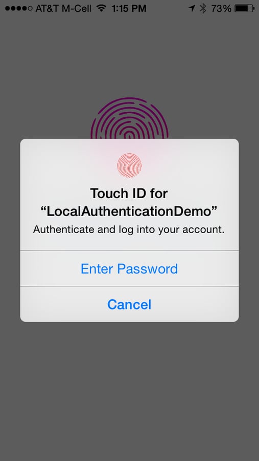 Integrating Touch ID using the Local Authentication APIs in the iOS 8 SDK