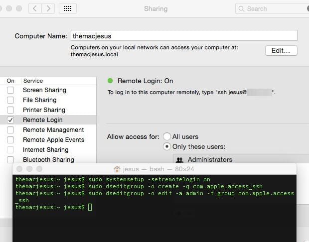 How to enable SSH via Terminal