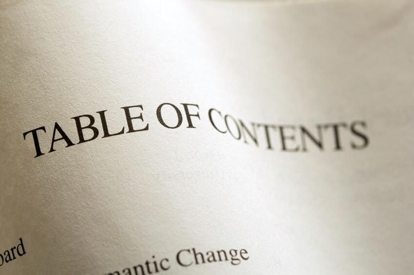 How to format a table of contents in a Word document