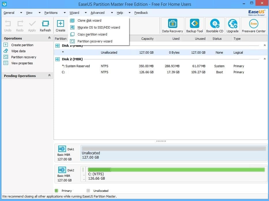 EaseUS Partition Master Free Edition
