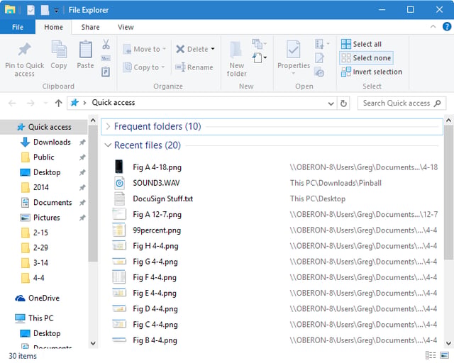 How to clear the Recent items list in Windows 10