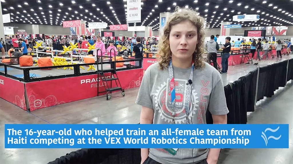 Video: Meet the 16-year-old who helped train an all-female team from Haiti competing at the VEX Robotics World Championship