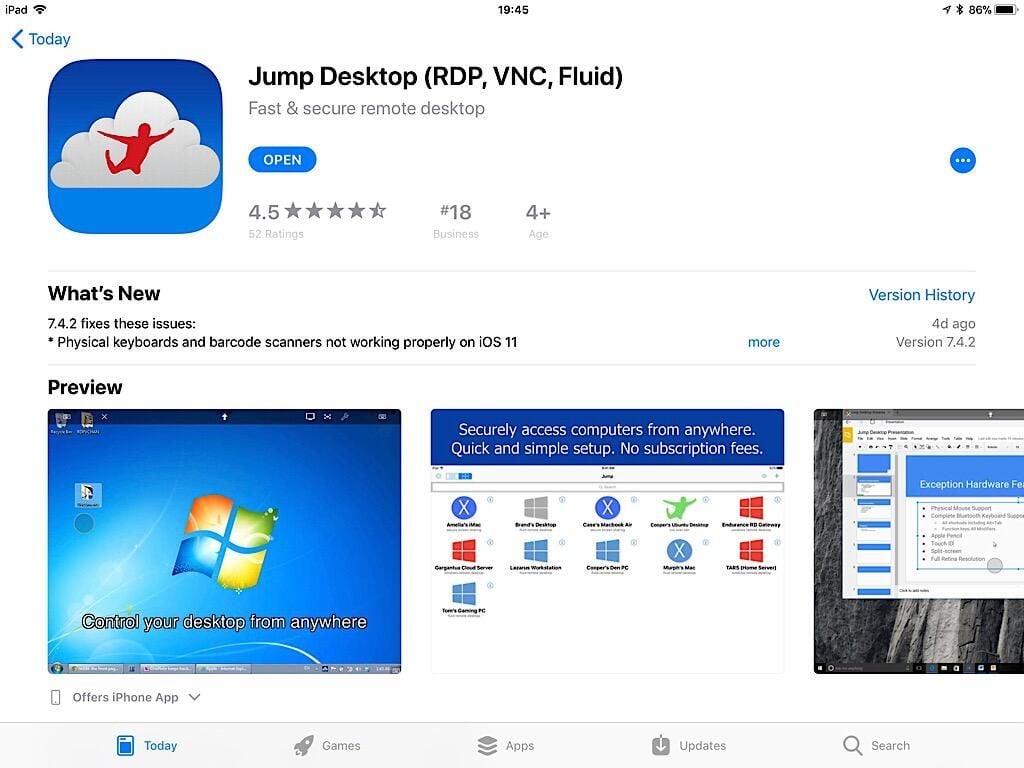How to access a remote desktop from an iPad