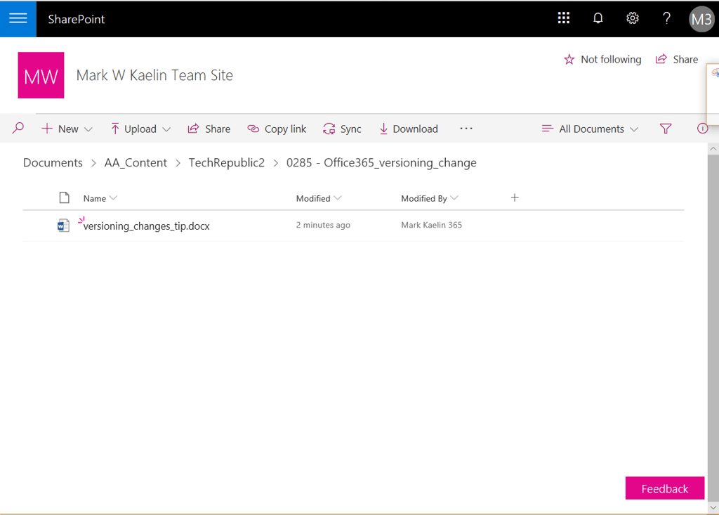 Microsoft Office 365 will now maintain a minimum of 100 versions of your documents
