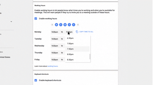 How to set Google Calendar to automatically decline meetings outside working hours