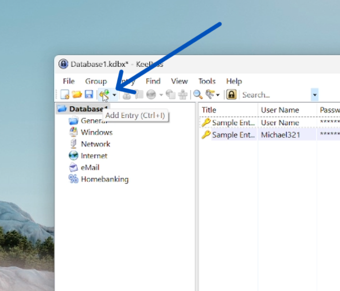 KeePass adds input button in menu bar.