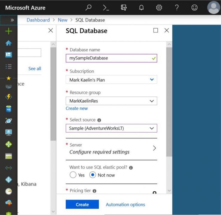 How To Create An Sql Database In Microsoft Azure Techrepublic