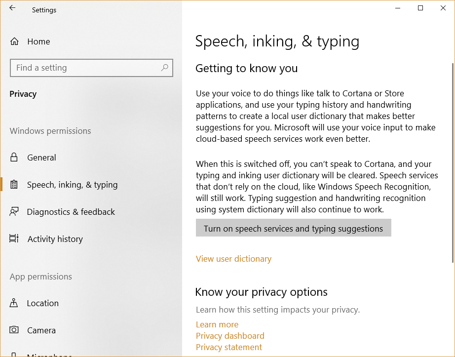 speech to type windows 10