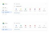 Screenshots that show different icon sets for fast-filtering of Google Drive search on desktop.