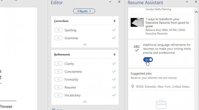 Microsoft Word Resume Assistant screenshot D
