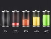 Battery charge status set, accumulator indicator image