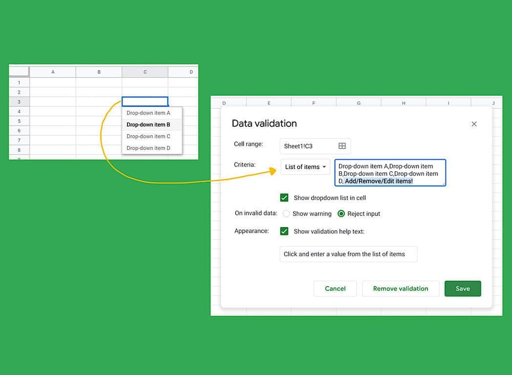 How to edit a drop-down list in Google Sheets