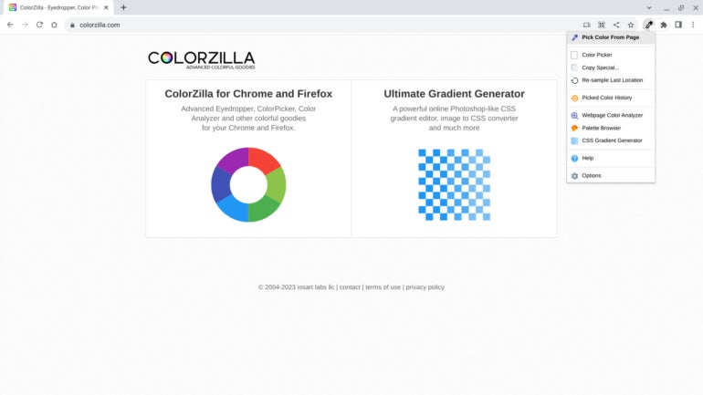 Use ColorZilla to identify colors on a webpage.