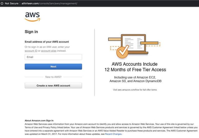 Phishing attack impersonates Amazon Web Services to steal user credentials