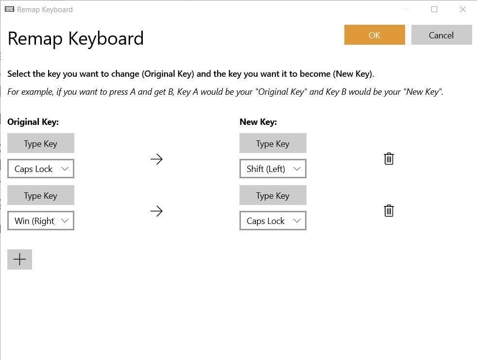 keyboard assignments change