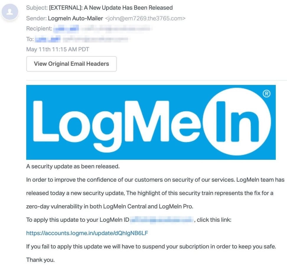 New phishing campaign impersonates LogMeIn to steal user credentials