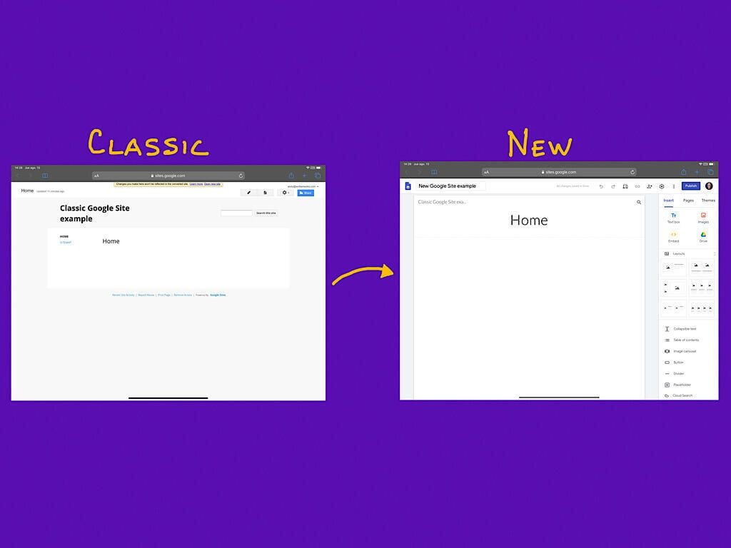 How to transition from classic to new Google Sites