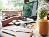 woman working on a computer