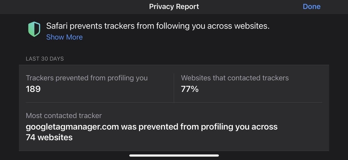 safari privacy report trackers