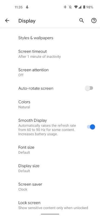 How to enable smooth display and show refresh rate on the Google Pixel 4 and Pixel 5