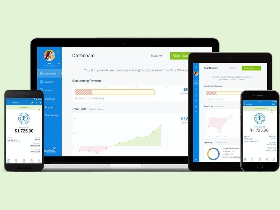 The FreshBooks dashboard.