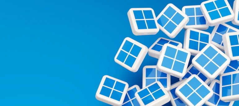 Cubes with Microsoft Windows 10 logo.