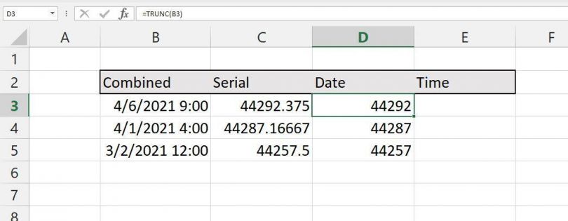 How to extract the date and time from a serial date in Excel