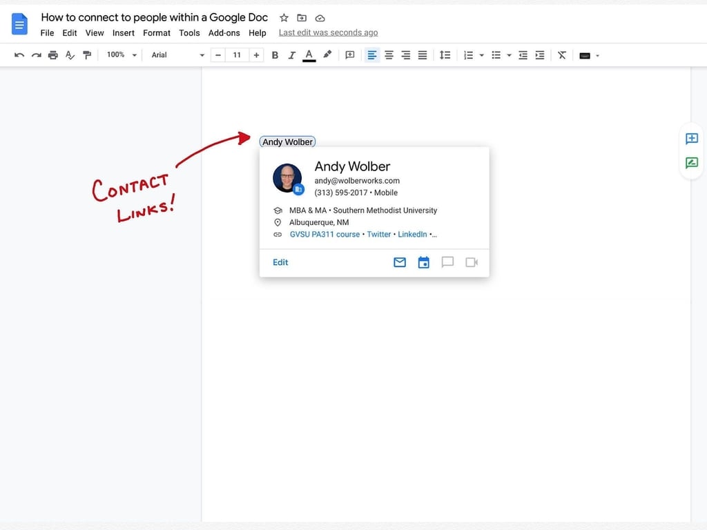 How to connect to people within a Google Doc