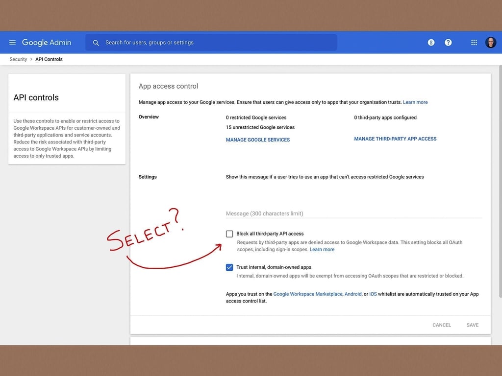 How to manage third-party app API access in Google Workspace