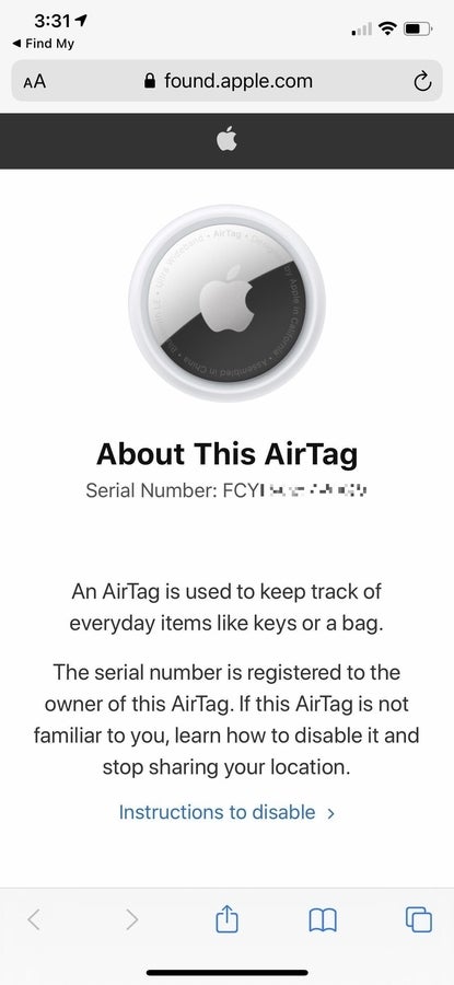 How to find the owner of a lost Apple Airtag using Android