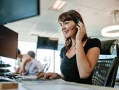 Woman working in call center