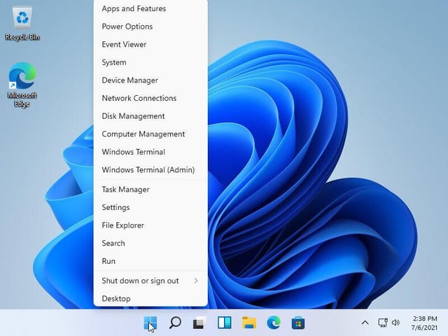 Power menu